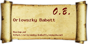 Orlovszky Babett névjegykártya